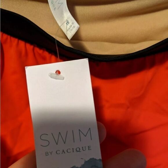 NWT 18 Red Black bathing Suit bottoms Skirt Lane Bryant swimming plus size - Picture 2 of 4